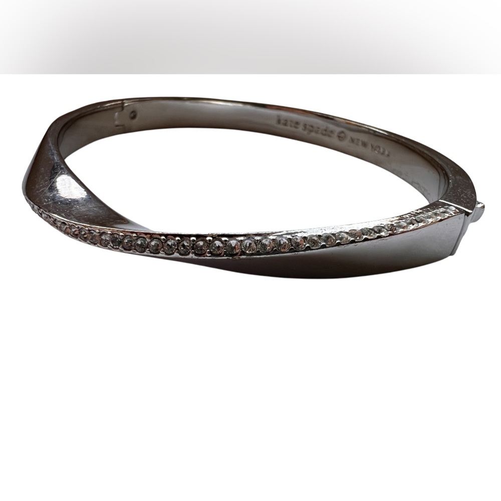 kate spade Silver Crystal Accent Hinged Bangle Bracelet